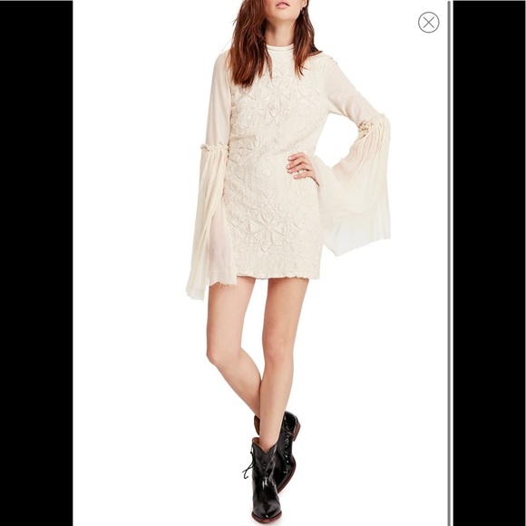 Free People Dresses | Free People Cleo Ivory Long Sleeve Mini Dress | Color: Cream/Tan | Size: 2 | Thatverything's Closet